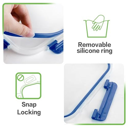 8 Pack 36oz Large Glass Meal Prep Containers with lids, Glass Food Storage Containers with Leak Proof Snap Lock Lids , Airtight Bento lunch Boxes, Kitchen Storage, Oven and Dishwasher Safe-Deep Blue - color: Deep Blue
