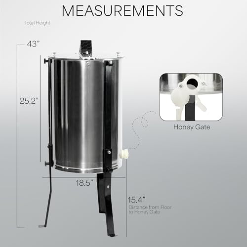 VIVO Honey Extractor 8 Frame Rack (4 Deep Frames), Food Grade Stainless Steel Honey Processing Equipment, Manual Crank Honeycomb Drum Spinner with Transparent Lid, BEE-V004B