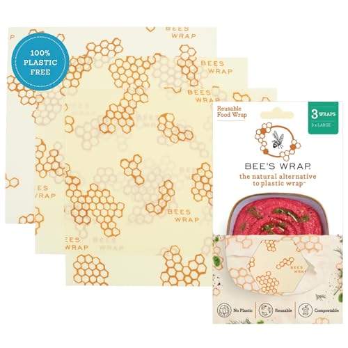 Bee's Wrap Beeswax Wraps for Food - 3 Pack of Large Beeswax Wraps - Plastic Free Made in USA Reusable Natural Food Wrap - Honeycomb Print - style: Honeycomb Large 3 Pack