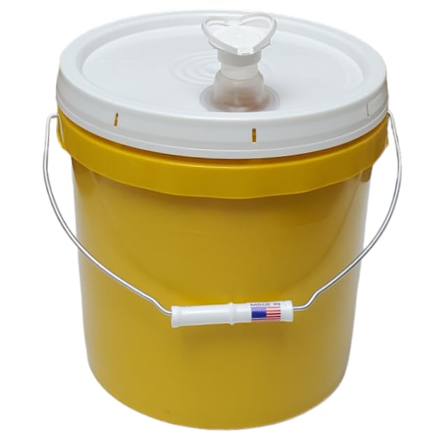 2 Gallon Bucket Pail with Lid & Handle Pour Spout Leak Proof BPA Free Food Safe HDPE Storage Container AirTight Premium Quality Buckets All Purposes Dry & Liquid Contents FDA Compliance (Mustard) - color: Mustard