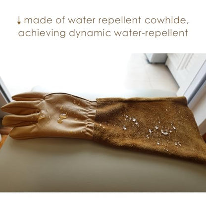 Long Gardening Gloves for Women/Men-Thorn Proof Rose Pruning Gloves,Water Repellent Leather work Gauntlet - size: Large