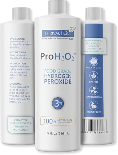ProH2O2 3% Food Grade Hydrogen Peroxide – Natural Cleaner & Disinfectant – For Household Use – Ideal for Cleaning, Sanitizing & Gargle – 8 fl oz Spray (Pack of 4) & 32 fl oz Refill