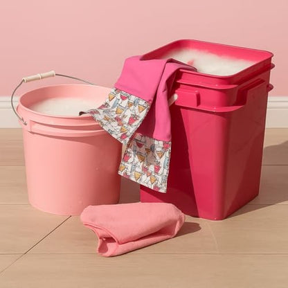 House Naturals 4 Gallon Square Food Grade Bucket Pail with Plastic Handles and Lid (Pack of 3) Made in USA containers (Magenta - White lids) - color: Magenta - White Lids