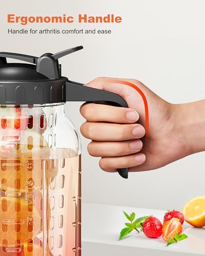 64oz Glass Mason Jar Pitcher (Half Gallon) – Airtight & Leakproof Glass Pitcher with Lid, Wide Mouth 2 Quart with Pour Spout, Ideal for Iced Tea, Sun Tea, Cold Brew, Breastmilk & Infused Drinks - color: Charcoal Black, size: 64 Ounces