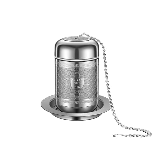 316 Stainless Steel Tea Strainers for Loose Tea with Drip Trays, Extra Fine Mesh Tea Infuser, Loose Leaf Tea Steeper (1 Pack - Small) - size: Small