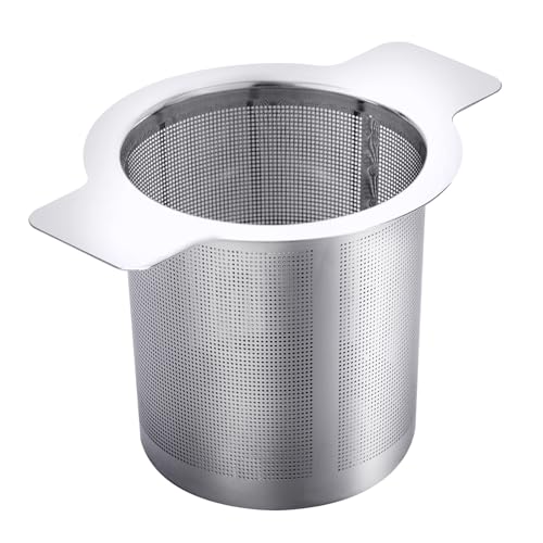 Leden Extra Fine Mesh Tea Strainer Stainless Steel Tea Infuser Steeper for Loose Leaf Tea and Coffee, Tea Filter with Large Capacity for Tea Cups, Teapots, Mugs, Double Handles - color: Silver-A