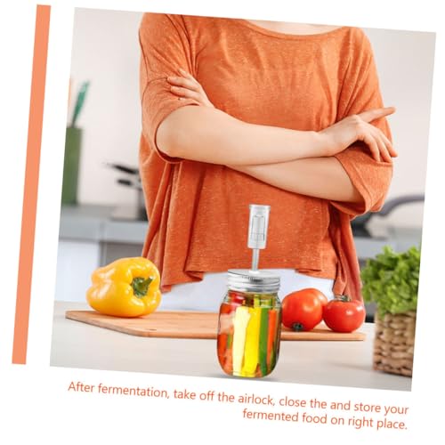 Mason Jar Fermentation Lid Kit 87mm Wide Mouth with Airlock Fermenter Jar Lids for Pickles and Vegetable Fermenting Home Canning Set and 1 Fermentation Tool Random Color