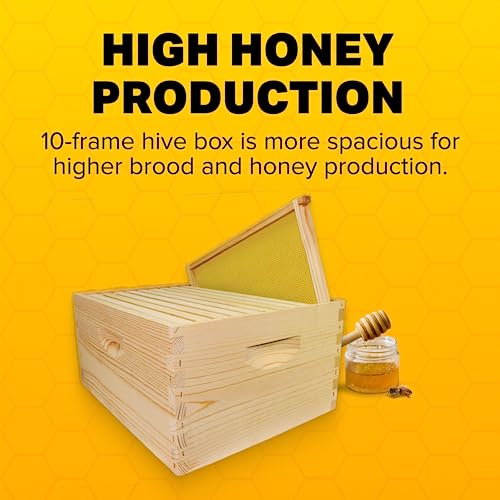 Mann Lake Unassembled Complete Bee Hive Box with Foundation, Langstroth 10 Frame 9 5/8" Hive Body, All Beekeeping Levels, Assembly Required