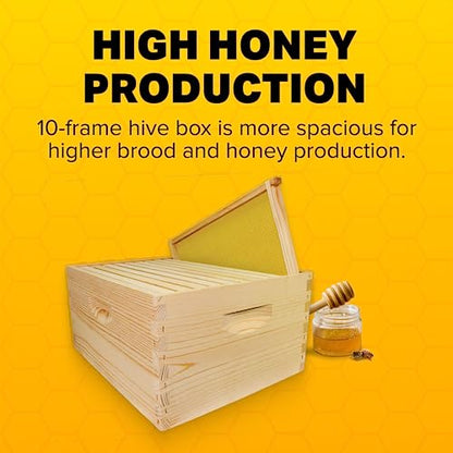 Mann Lake Unassembled Complete Bee Hive Box with Foundation, Langstroth 10 Frame 9 5/8" Hive Body, All Beekeeping Levels, Assembly Required