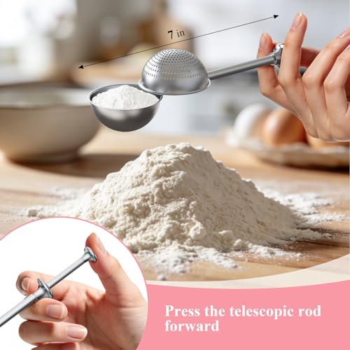 Biscuit Cutter Set, Stainless Steel Flour Sifter, Pastry Cutter, Pastry Scraper and Dough Blender, Flour Sieve for Quick Sifting Cakes and Spices, Professional Baking Dough Tools (4 Set) - size: 4 set sifter