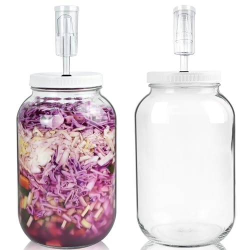 Artcome 2 Pack 1 Gallon Fermentation Jars with Airlocks & Lids - Transform Gallon Jar Into a Fermenter - Perfect for Pickles, Hard Kombucha, Beer, Wine, Cider - Gallon Lid with Econolock Airlock