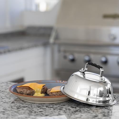 Outset Burger Cheese Melting Dome for Grill, Griddle, and Stovetop, Stainless Steel - size: 6.5" Melting Dome