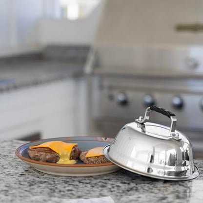Outset Burger Cheese Melting Dome for Grill, Griddle, and Stovetop, Stainless Steel - size: 6.5" Melting Dome
