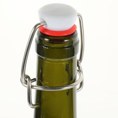 SUPVOX Swing Top Bottle Caps Replacement Flip Stoppers for Glass Beer Bottles, Stainless Steel Sealing Flip Caps with Spring Clasp, Red Protective Cover, 2 Pieces for Home Brewing