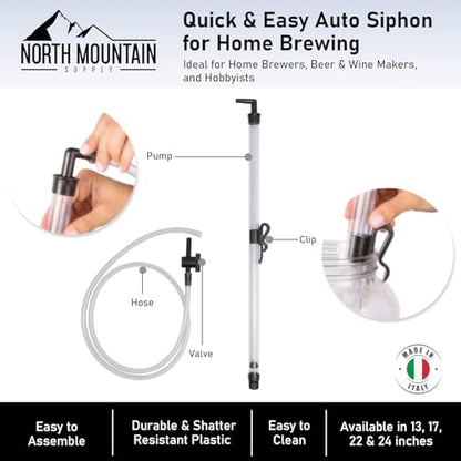 North Mountain Supply Quick Start Automatic Siphon - 24 Inches, with Bucket Clip & Hose