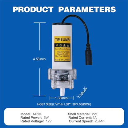 Food Grade Electric Water Transfer Pump 110V With Timer Controlled for Ice Maker,Coffee Machine,Water Dispenser,Auto Siphon Self Priming Pumps for Bottling Wine,Beer and Kombucha,2L/Min,Low Noise - color: While Shell With Timer Controlled