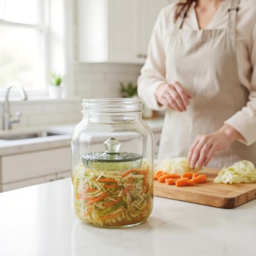 Fermentation Weights for Large Wide Mouth Pickling Canning Jars (3.5 Inch/90mm+), Heavy Duty to Keep Veggies Submerged, Easy Grip Grooved Handle, Lead-Free for Sauerkraut Kimchi Pickling, Pack of 1 - color: Clear-1 Piece