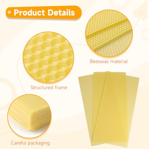 60-Pack Beeswax Sheets, 16-1/3 inch x 7-2/3 inch,Beehive Wax Foundation, Beeswax Foundation Sheet, Beeswax for Candle Making Beekeeping