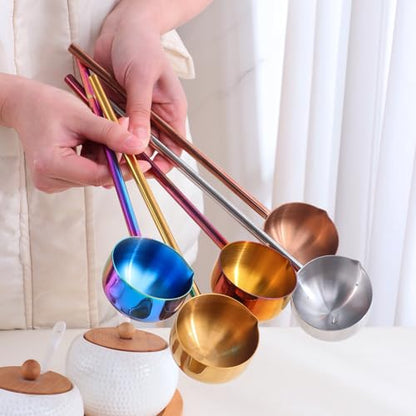 Stainless Steel Hot Oil Ladle, 2pcs Solid Oil Spoon with 10.5 inch Long Handle Pour Spout, 70ml Capacity for Kitchen Cooking Serving Soups and Drizzle Sauces Dishwasher Safe (Silver) - color: Silver