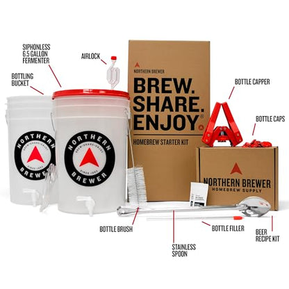 Northern Brewer - Essential Brew. Share. Enjoy. HomeBrewing Starter Set, Equipment and Recipe for 5 Gallon Batches (Block Party Amber) - size: Essential w/ Block Party