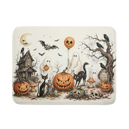 Giwawa Halloween Pumpkin Ghost Dish Drying Mat Black Cat Microfiber Dishes Pad 18x24 Inch Holiday Dish Drainer Rack Mats for Kitchen Counter Sink - color: Pumpkin Ghost, size: 18x24 inch
