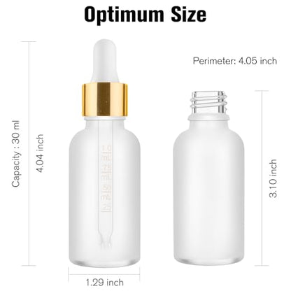 PrettyCare 1oz Glass Dropper Bottle Set of 24, Thick Rose Frosted Glass Bottles Empty with Leakproof Caps, Labels, Funnels - 30ml Eye Dropper Bottles for Storage, Travel, Essential Oils, Tincture - color: 1oz Rose Frosted, style: 24 Pack
