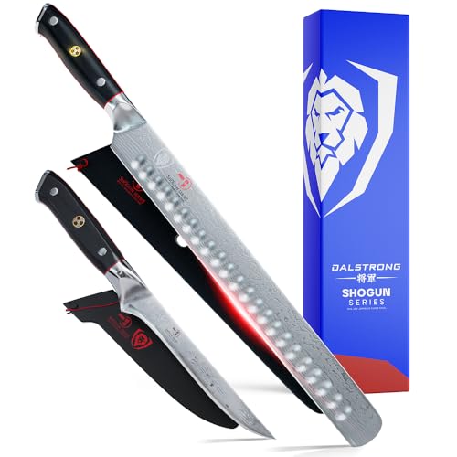 Dalstrong Slicing Carving Knife 12 inch + Boning Knife 6 inch - Shogun Series ELITE - Japanese AUS-10V Super Steel - G10 Handle - Fillet Kitchen Cooking Knife - Sheaths Inlcuded - color: Black, size: 12" Carving Set Boning
