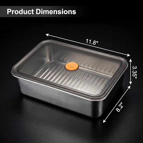 Stainless Steel Food Storage Containers, Silver, Airtight with Vacuum Seal, Stackable Rectangular, 3-Piece Set, BPA-Free Lids, for Meal Prep and Leftovers Storage (deep - 3.3'' Height) - color: Black - 3.3'' Height
