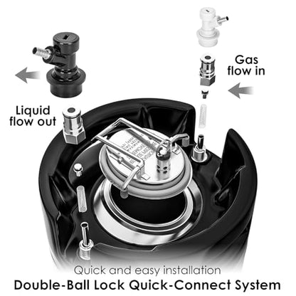 Stainless Steel Ball Lock Kegs, Set of 2, Homebrew Beer Cornelius Keg, 5 Gallon and 5 Gallon - color: 2 Kegs
