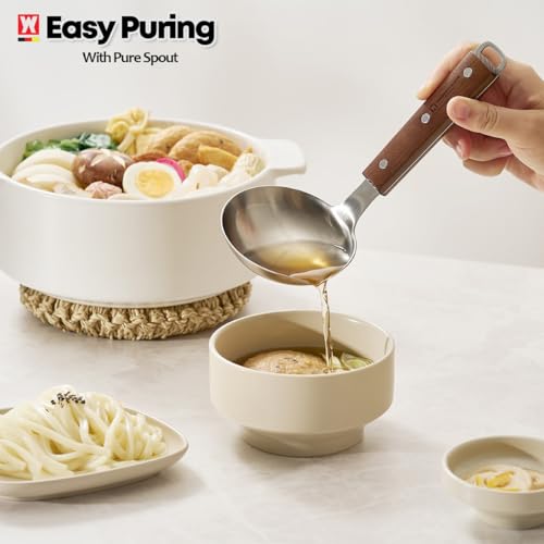 WAGENSTEIGER 7.87" x 3.94" Short Ladle with Wooden Handle & Spout, SUS304 Stainless Steel Head, Ergonomic & Durable Design, Ideal for Serving Soup, Stews & Sauces, Comfortable Grip