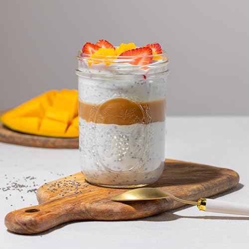 Wide Mouth Mason Jars 16 oz [2-Pack] with Airtight Lids – Glass Jars for Overnight Oats, Yogurt Parfait & Chia Pudding | BPA-Free Leak-Proof Lids - size: 16 oz