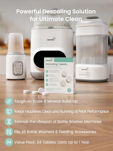 GROWNSY Descaling Tablets for Bottle Washers, Descaler Tablets to Remove Limescale & Mineral Buildup, Compatible with Momcozy and Baby Brezza Baby Bottle Washer, 24 Count - size: 24 Count