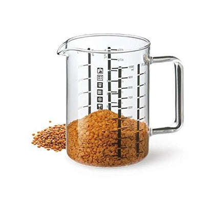 Simax Glass Measuring Cup: 16 Oz Measuring Cups Glass - Liter, Oz and Ml Measuring Cup for Liquid - Borosilicate Glass Metric Measuring Cups in Gram - Measure Flour and Sugar Grams - Easy Pour Spout - size: 16 Ounce