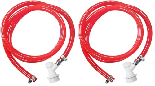 Cornelius Keg Gas Line Assembly - LUCKEG Brand Ball Lock Gas Disconnect with 5ft Red Gas Tubing for Homebrewing (Pack of 2) - size: 5/16 (Pack of 2)