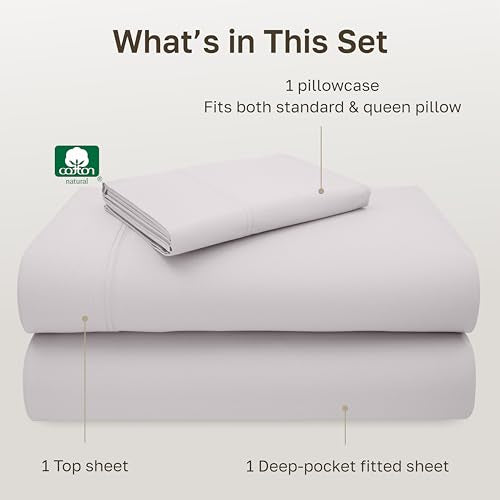 California Design Den Twin Sheet Set - 600 Thread Count Sateen, 100% Cotton Sheet Set, Deep Pockets with All Around Elastic, Snug Fit, Durable Bedding - Pale Lavender - color: 18 - Pale Lavender, size: Twin