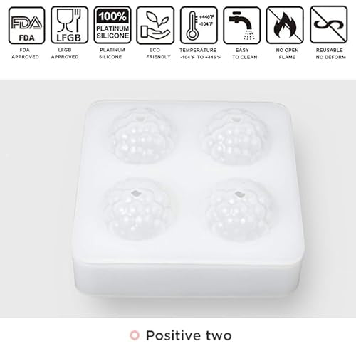 OCPO KITCHEN 3D Raspberry Silicone Mold for Baking Mousse Cake, Candy, Chocolate, Truffle, French Dessert, Pastry, Cupcake, Fruit Ice Cream Mould, Cake Decoration Mold, Raspberry Shape (4-Cavity) - style: Raspberry (4-Cavity)