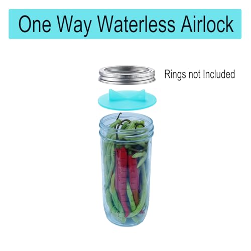 Fermentation Lids silicone waterless airlock fermenting Caps for Wide Mouth Mason Jar(Excluding rings) (4 Lids with Airlock) - style: 4 Lids with Airlock