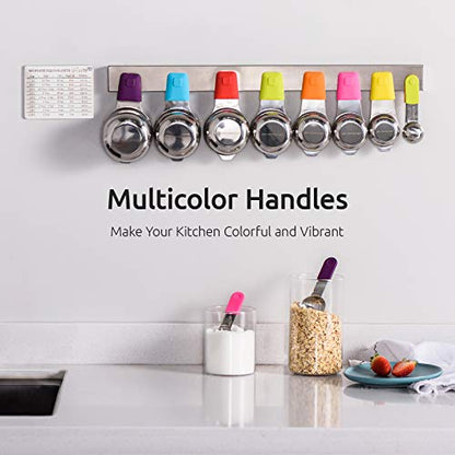 Measuring Cups, U-Taste Magnetic Measuring Cups and Spoons Set of 13 in 18/8 Stainless Steel: 7 Measuring Cups and 5 Measuring Spoons with 1 Professional Magnetic Measurement Conversion Chart - size: (03) Cup&Spoon Set of 13 (Magnetic Handle)