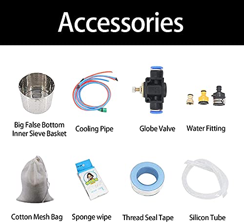 YUEWO 110V Electric 304 Stainless Steel Alcohol Distiller Flute Reflux Column Still with Sight Glasses Wine Making Kit for DIY Whisky Wine Brandy Gin - size: 20Liters/5Gal
