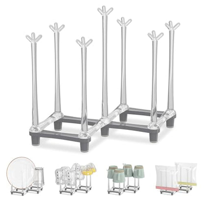 EsLuker.ly Baby Bottle Drying Rack Plastic Vertical Dryer Holder, Foldable Space Saving for 12 Milk Glass Bottle Countertop, Drain Stand Shelf for New Parents - size: 6.5 In