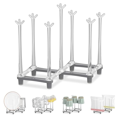 EsLuker.ly Baby Bottle Drying Rack Plastic Vertical Dryer Holder, Foldable Space Saving for 12 Milk Glass Bottle Countertop, Drain Stand Shelf for New Parents - size: 6.5 In