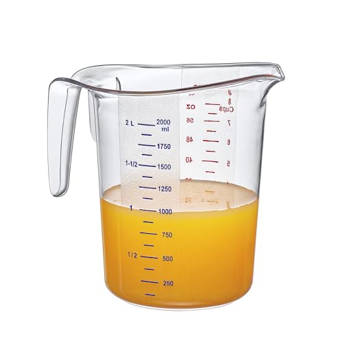 Amazing Abby - Melissa - 64-Ounce Plastic Measuring Pitcher (1-Pack), 8-Cup (2-Quart) Food-Grade Measuring Jug, Unbreakable, Stackable, Dishwasher-Safe, Great for Oil, Vinegar, Flour, and More - style: 1-Pack