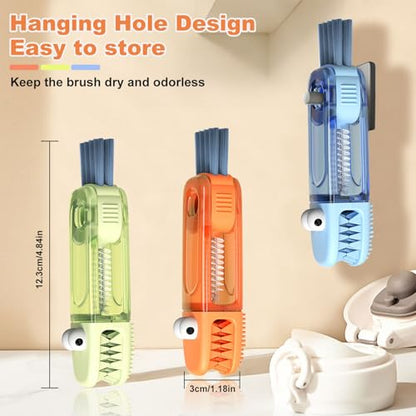 3 in 1 Cup Lid Cleaning Brush Set 6 Pcs, Gap Cleaner Brushs - Home Kitchen Multifunctional Bottle Cleaning Brush Set, Portable Travel Bottle Lid Cleaner Tools - color: Blue Green Orange(6 Pcs)