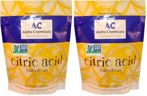 Alpha Chemicals Non-GMO Project Verified Citric Acid - 1 Pound – Organic (Pack of 2) - size: 1 Pound (Pack of 2)