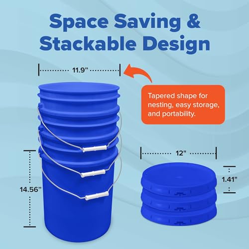 ePackageSupply 5 Gallon Plastic Bucket with Airtight Lid | Food Grade Bucket | BPA-Free | Heavy Duty 90 Mil All Purpose Pail | One 12" Rubber Mallet & One Lid Opener Included | 1 Pack - color: Blue, size: 1 Pack