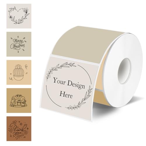 Square Thermal Labels Stickers 2" x 2", Self-Adhesive Waterproof Square Direct Thermal Labels Stickers, Perforation Line Design- 300 Sheets/Autumn Colors - color: Morandi, size: Square 2'' X 2''