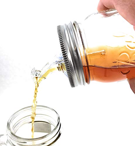 Mason Jar Pour Spouts Stainless Wide Mouth Flap - For Moonshine And Whiskey - Made 100% In The USA. Free Flow Mason Jar Spouts That Don't Leak - No Cracks, A Perfect Cocktail Pour Everytime. 2 Pack - size: Stainless Wide Mouth - Flap