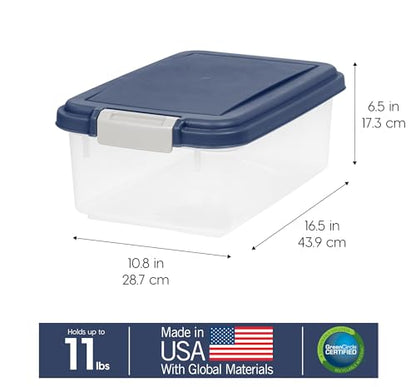 IRIS USA Airtight Dog Food Storage Container, Up to 11 lbs, Dog Cat Bird and Other Pet Food Treats Storage Bin, Dog Cat Wet Food Cans, Keep Fresh, BPA Free, Stackable, Navy - size: 11 lbs