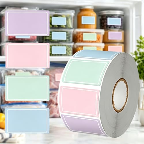 800Pcs Macarons Freezer Labels, 25x15mm Colors Paper Decals Food Storage Stickers, No Residue Waterproof Writable Tag Decals Jar Labels for Kitchen Organization, Home Moving & Garage Sale (4 Colors) - color: 800pcs- Pastel Candy 4 Colors