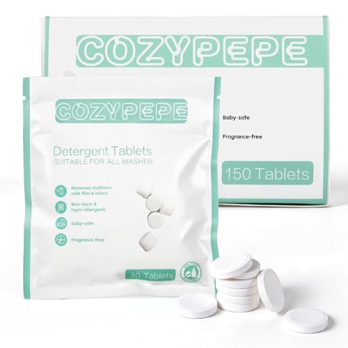 Baby Bottle Washer Detergent Tablets, 150 Count Fast-Dissolving Gentle Formula, Removes Milk Residue Grease & Odor, Compatible with All Brands, for Washer Sterilizer Dryer